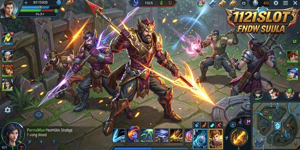 Tampilan gameplay seru dalam 1121SLOT dengan pertempuran seru di arena.