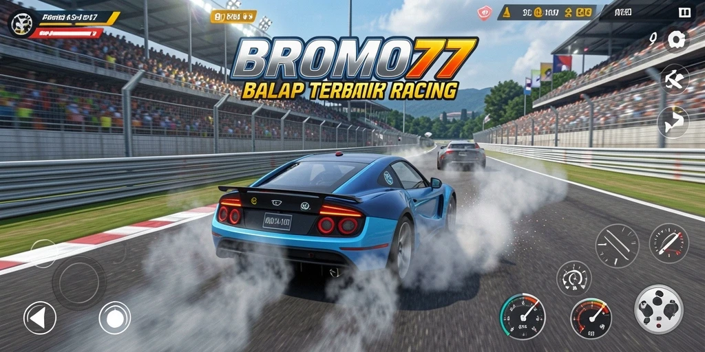 Screenshot BROMO77 menampilkan intense gameplay balap yang seru.