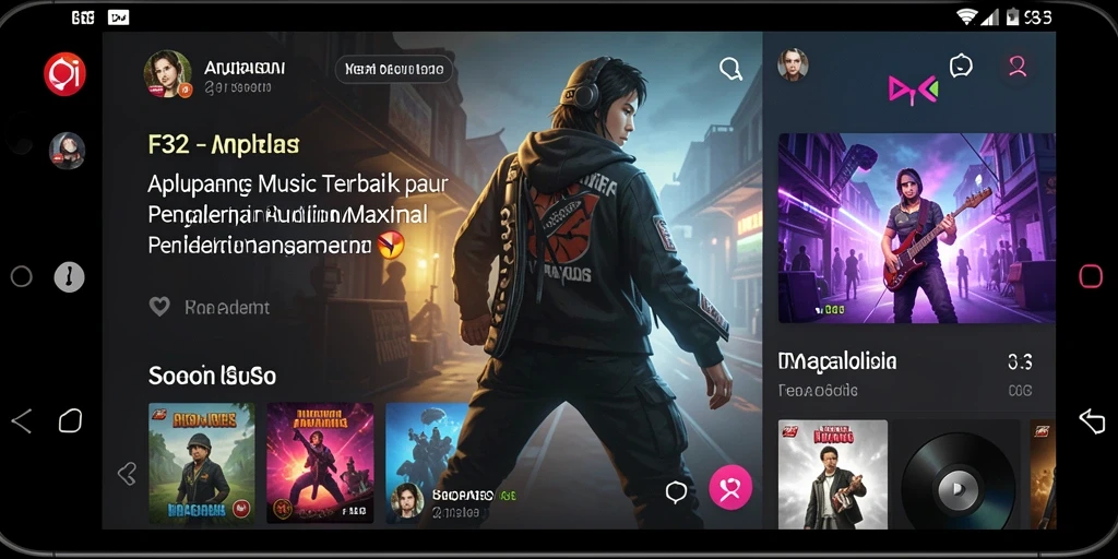 Tampilan gameplay F32 yang menunjukkan fitur musik interaktif.