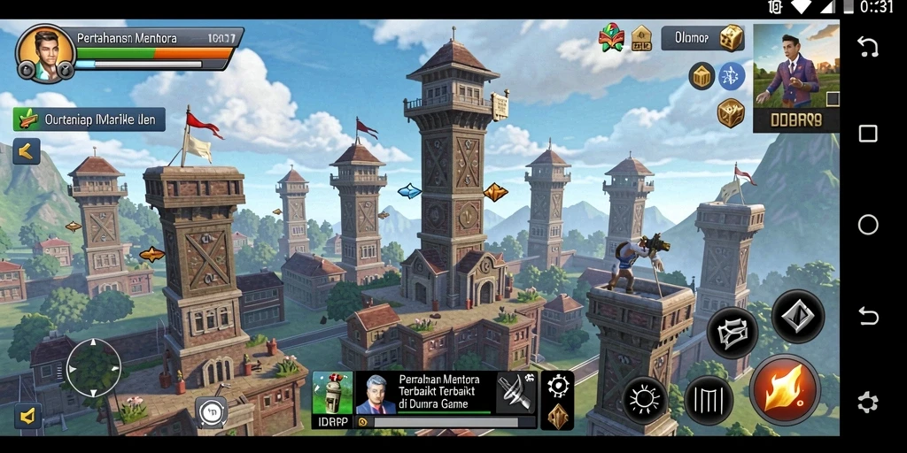 Screenshot utama IDRRP menampilkan aksi seru dalam game Tower Defense.