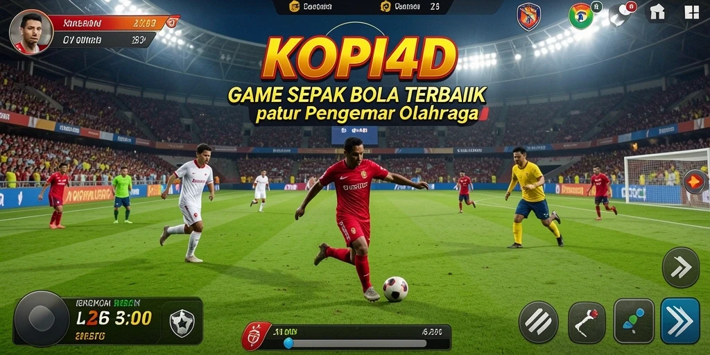 Tangkapan layar KOPI4D menunjukkan aksi seru di lapangan sepak bola.