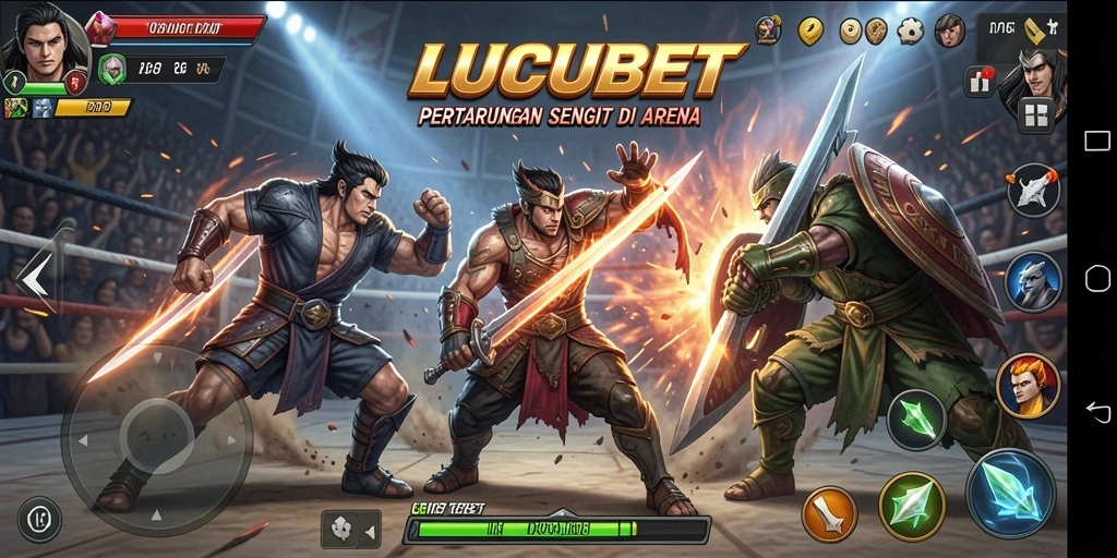 Tampilan gameplay LUCUBET dengan aksi pertarungan yang seru.