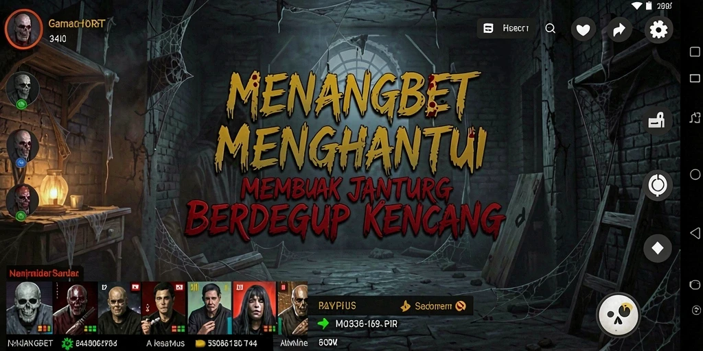 Screenshot MENANGBET menampilkan pemain sedang menjelajahi lokasi angker dengan efek horor yang mendalam.