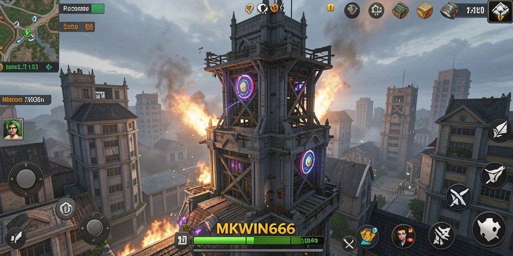 Tampilan menara pertahanan dalam aksi di MKWIN666.