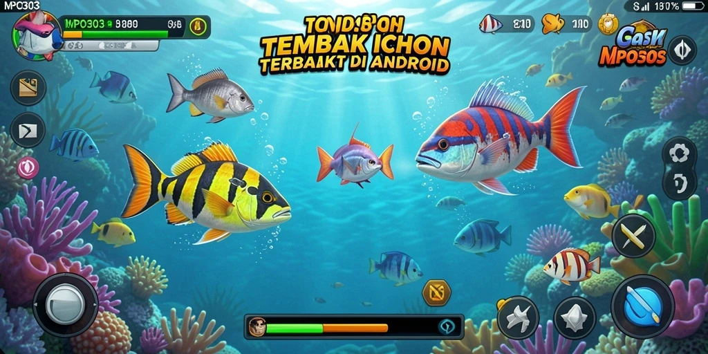 Tampilan gameplay <strong>MPO303</strong> dengan ikan berwarna-warni yang menunggu untuk ditangkap.