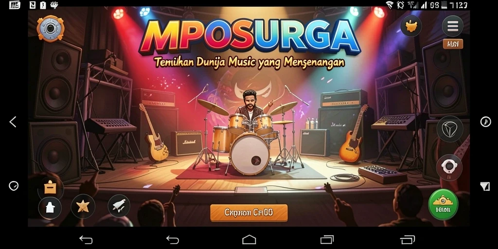 Screenshot utama MPOSURGA menunjukkan pengalaman bermain musik yang seru.