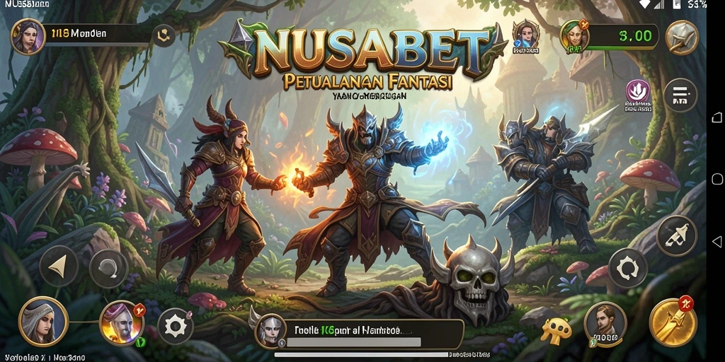 Screenshot utama NUSABET menampilkan aksi seru dalam petualangan RPG.