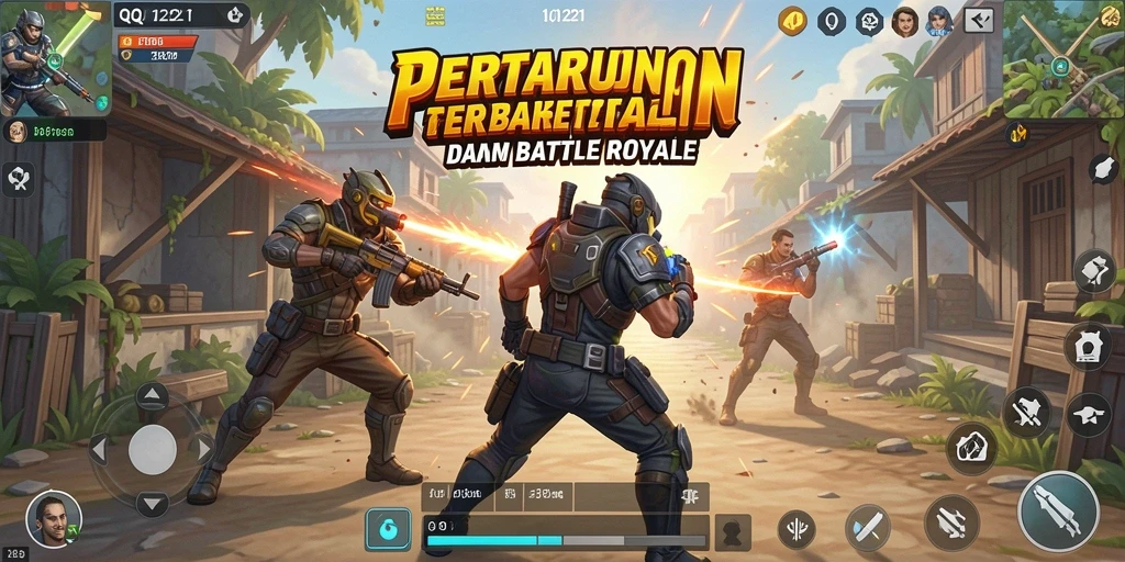Screenshot gameplay menampilkan pertempuran intens dalam QQ1221.