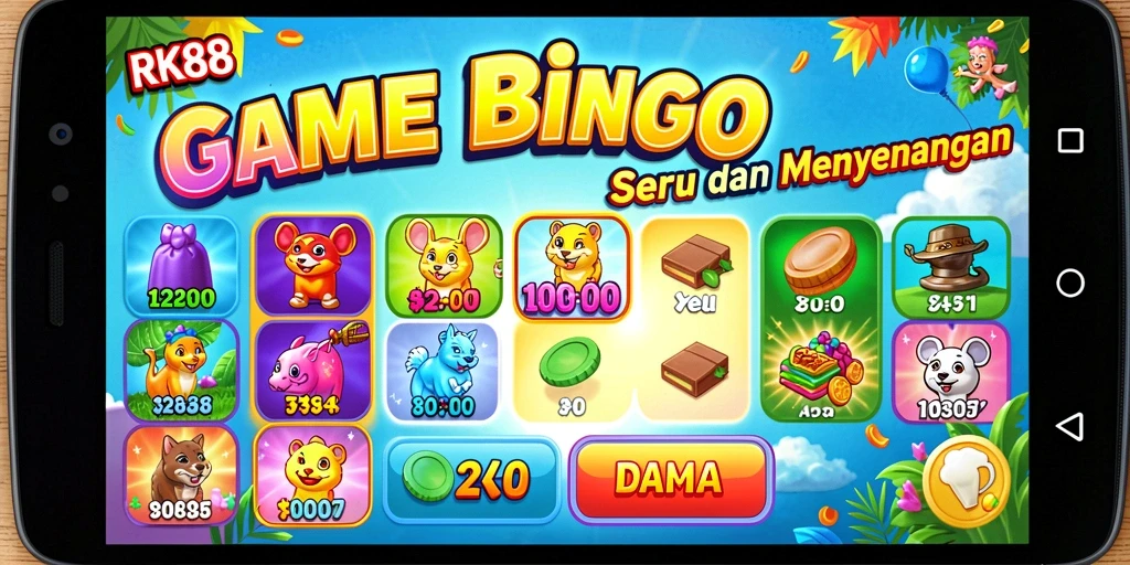 Tampilan gameplay seru di RK88 dengan berbagai elemen Bingo.