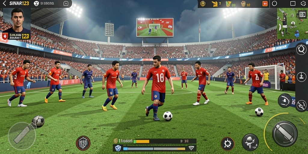 Tampilan gameplay menegangkan dari SINAR123 dalam aksi sepak bola.