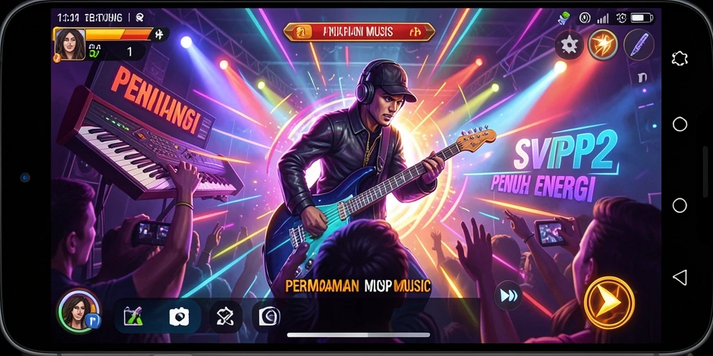 Screenshot SVIP2 menampilkan gameplay interaktif yang menyenangkan saat bermain musik.