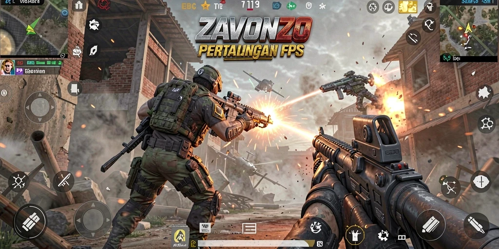 Gameplay seru dalam pertarungan FPS di ZAVONZO.